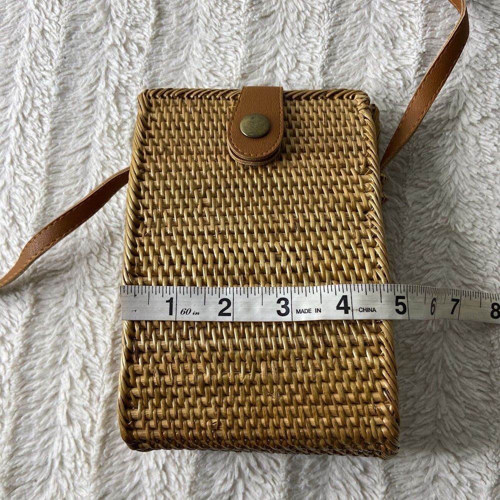 Woven Crossbody Phone Bag in Tan - Picture 8 of 10